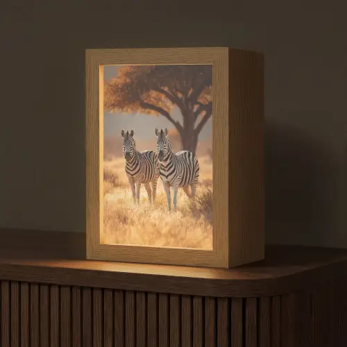Zebra's - Savannelandschap - Gras Light Box met kabel (Tafellamp) klein -z3d_website