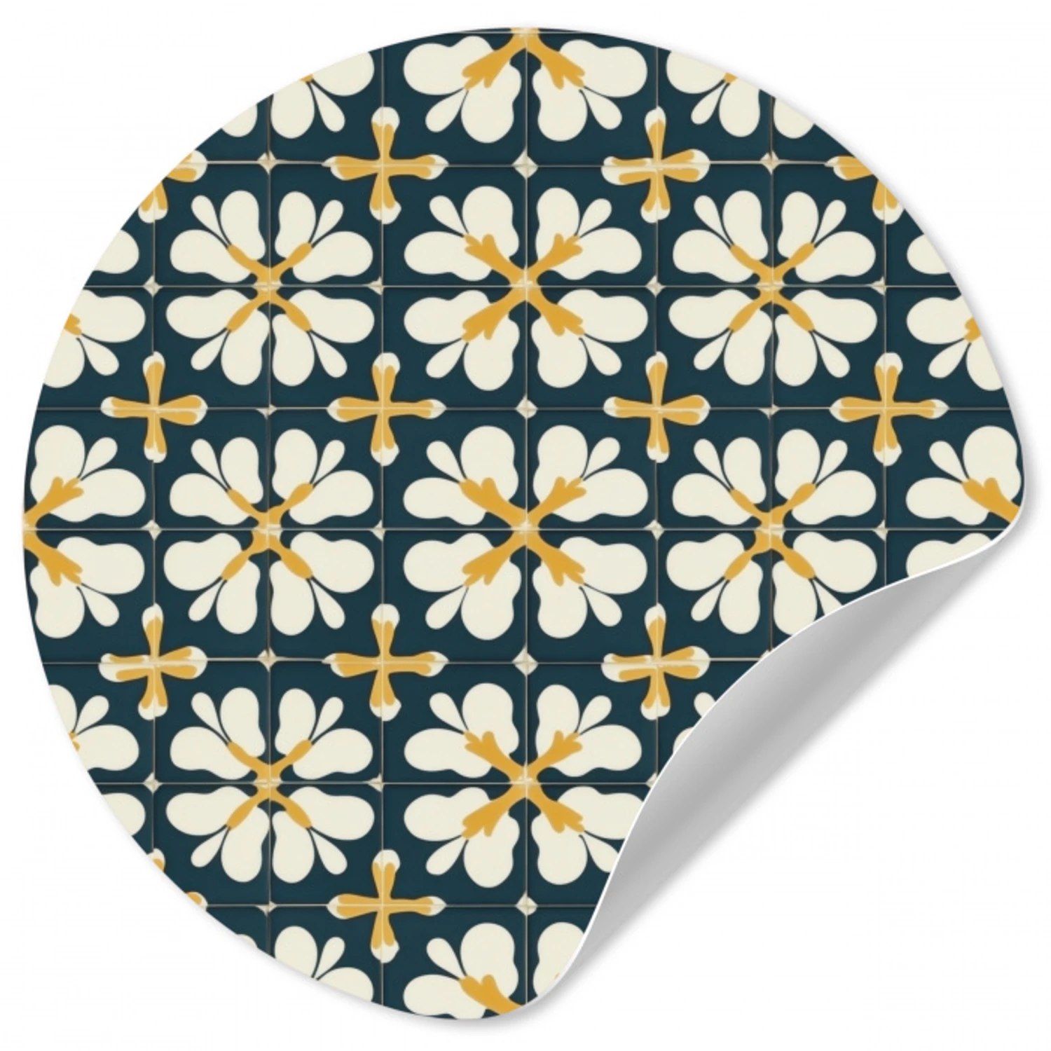 Motief - Tegel - Okergeel Wandcirkel behangsticker klein 186 -3d