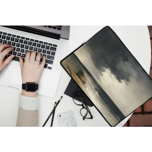 Kust - Golven - Rots - Storm laptophoes neopreen klein -bureau