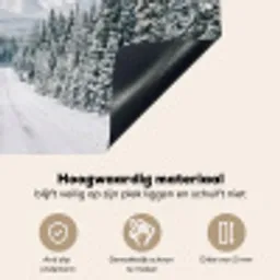 Weg - Sneeuw - Naaldbos - Winter - Avontuurlijk Inductie beschemer met haakjes klein -ky-onderkant-nl