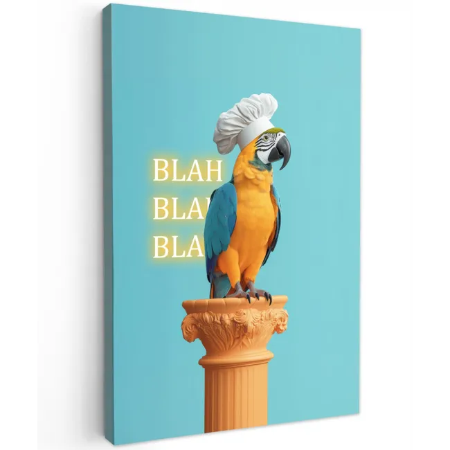 Papegaai - Koksmuts - Quote - Neon Tuinposter op houten frame 2 cm dik klein -3d