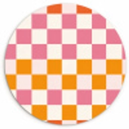 Vierkant - Patroon - Oranje Wandcirkel kunststof plaat 5mm dik klein 188 -3d