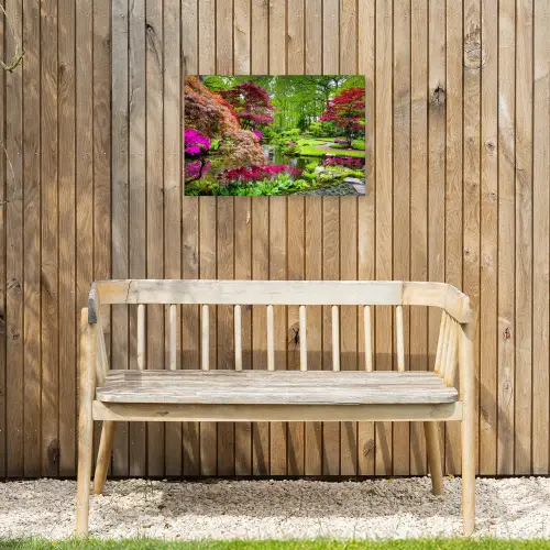 Kleurrijke Japanse tuin Tuinposter op houten frame 2 cm dik klein -sfeer4