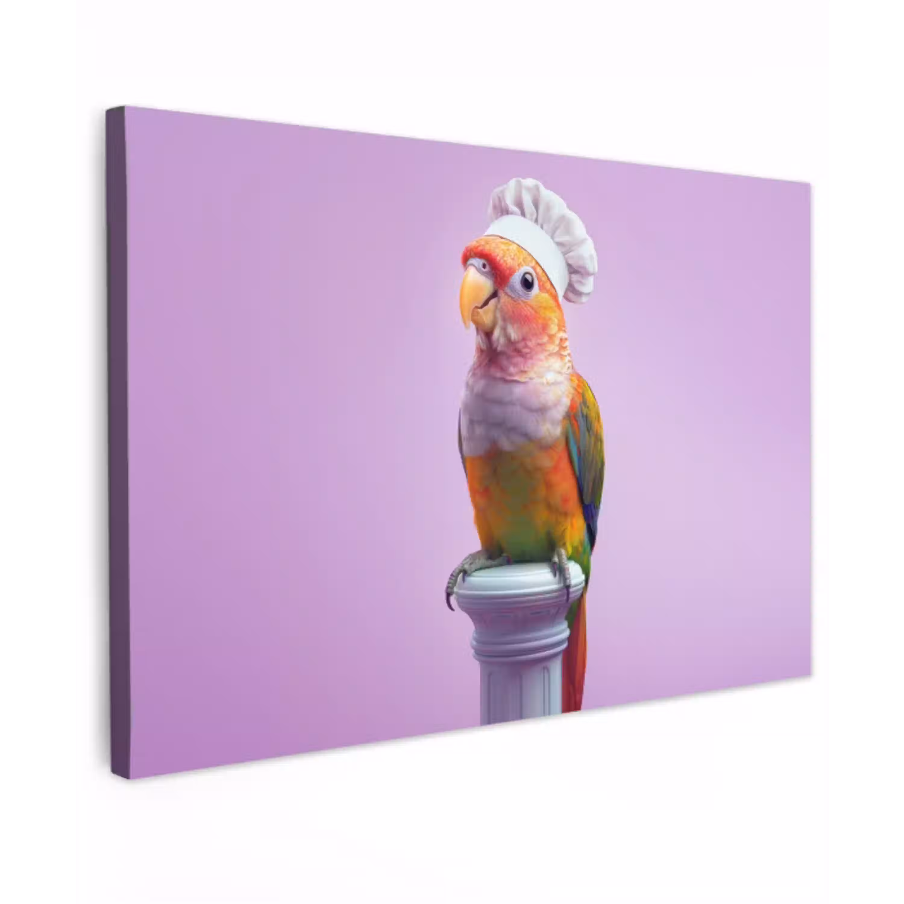 Papegaai - Koksmuts - Pilaar - Vogel Tuinposter op houten frame 2 cm dik klein -3d