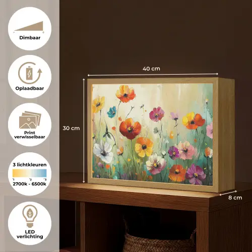 Kunst - Bloemen - Lente - Natuur Light Box met batterij (Wandlamp) middel -USP_websiteoverzichtNL