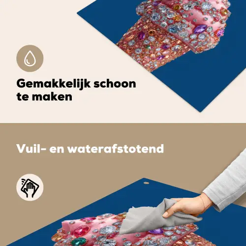 Ijsje - Hoorntje - Steentjes - Blauw Inductie beschemer met haakjes middel -ky-schoon-nl