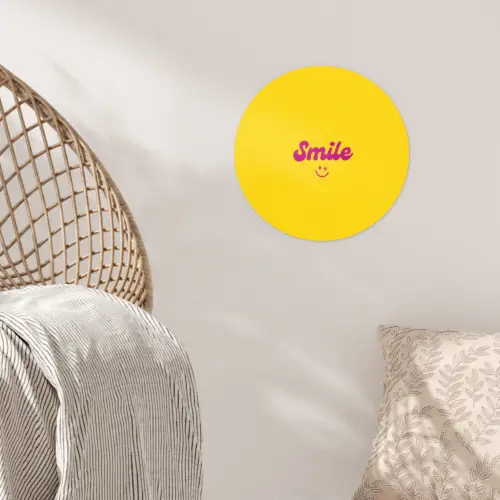 Smile - Geel - Roze Wandcirkel behangsticker klein -sfeer4