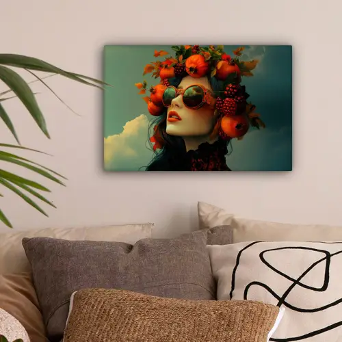 Vrouw - Granaatappel - Herfst - Zonnebril canvas 2cm klein -sfeer1