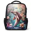 Dolfijn en vissen in onderwater bloemenwereld Rugzak - Zwart middel -3d
