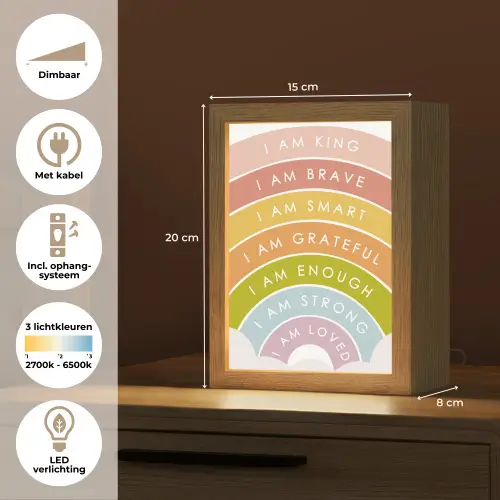 Regenboog - Kleuren - Quotes Light Box met kabel klein -USP_NL