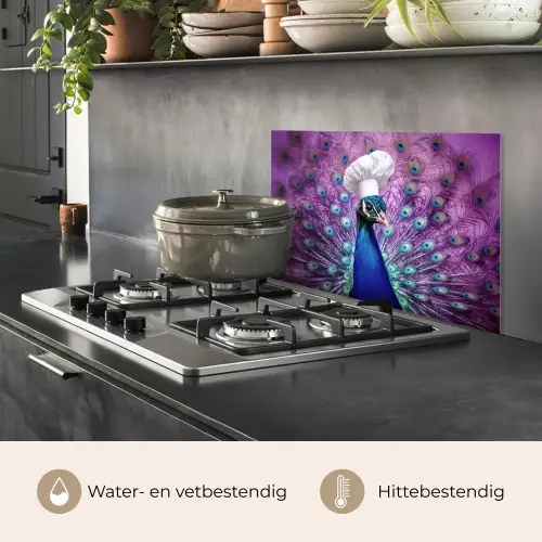 Pauw - Koksmuts - Cool - Paars keuken achterwand spatscherm klein -usp_NL