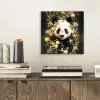 Panda - Pandabeer - Wilde dieren - Natuur - Bloemen aluminium wit klein -sfeer1