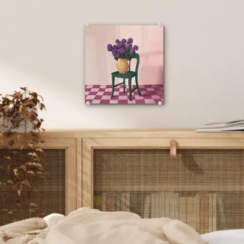 Stoel - Vaas - Bloemen - Geblokt plexiglas 5mm klein -sfeer4