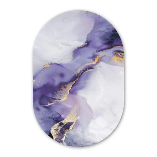 Paars - Modern - Marmer - Abstract Wandcirkel Ovaal Forex klein -3d