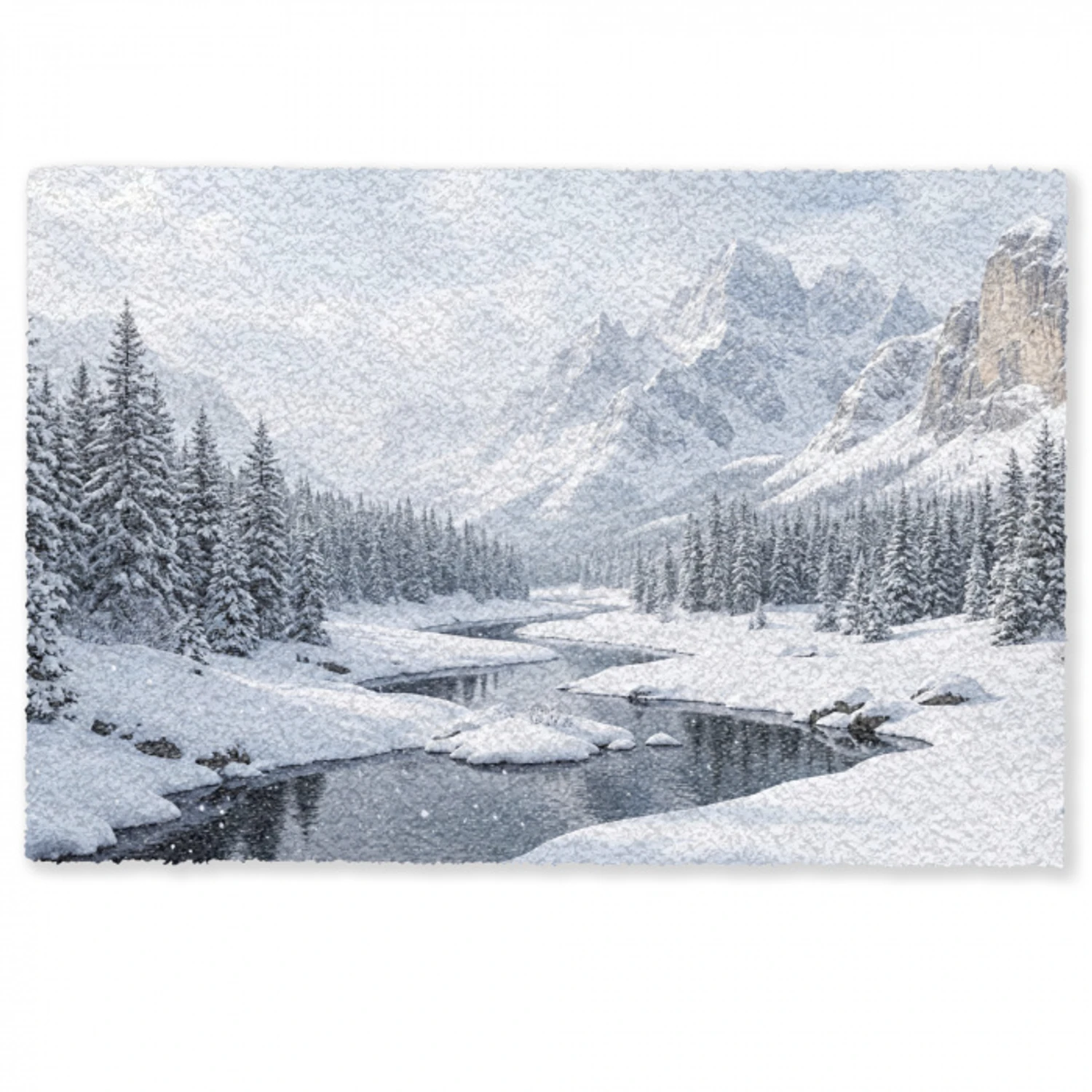 Sneeuwlandschap - Bergen - Rivier - Winter Deurmat klein -zkaufland3d