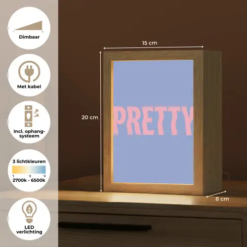 Pretty - Roze - Blauw - Golvend Light Box met kabel (Tafellamp) klein -USP_NL