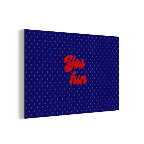 Yes fun - Rood - Blauw - Stippen aluminium wit klein -3d