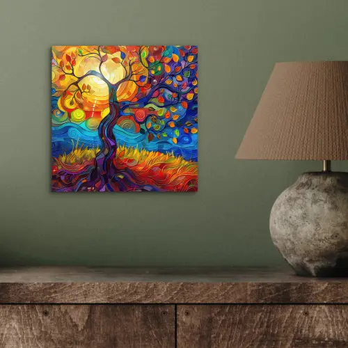 Boom - Zon - Verflook - Kleuren - Abstract aluminium wit klein -sfeer2