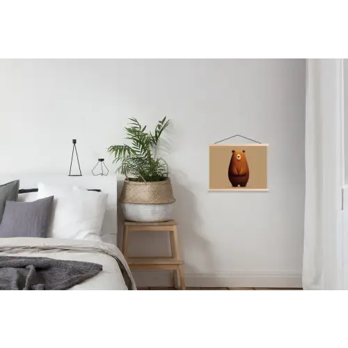 Beer - Minimalistisch - Bruin textielposter latten blank klein -woonkamer