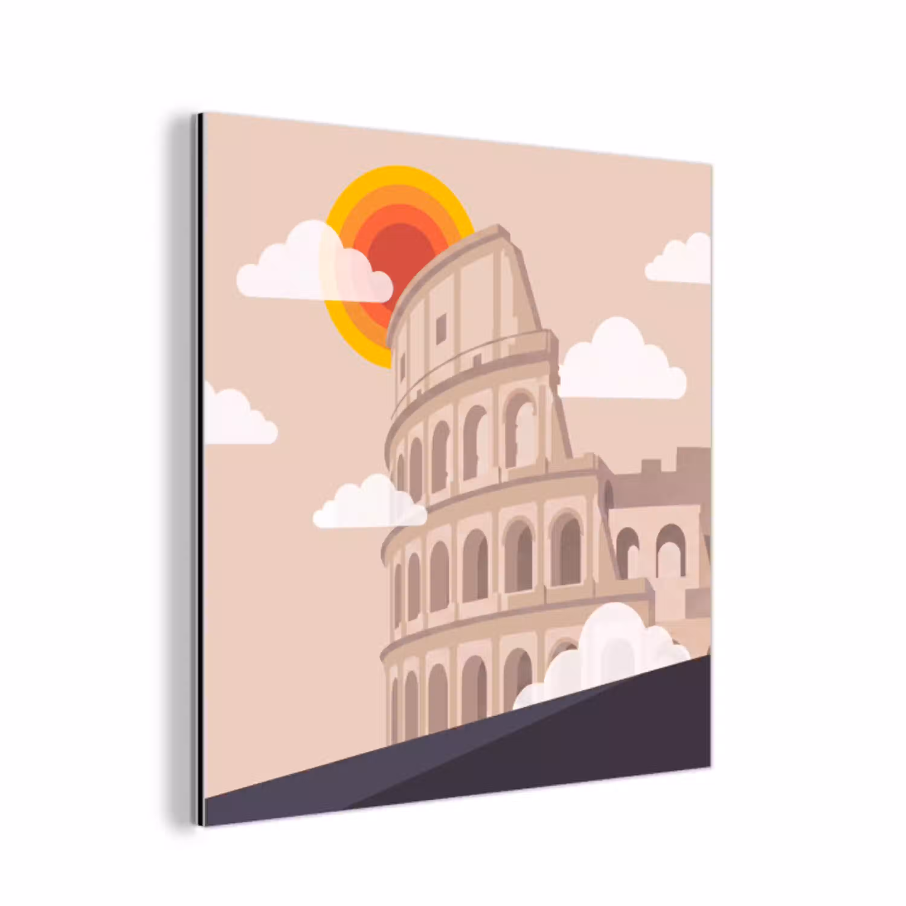 Colosseum - Zonsopgang - Rome - Architectuur - Beige aluminium wit klein -3d