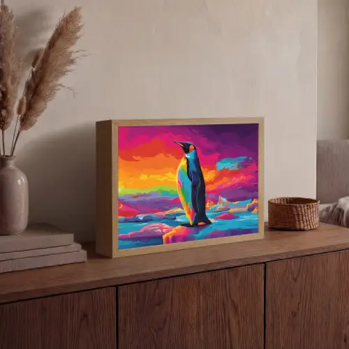 Ijsschots - Pinguïn - Abstract - Lucht Light Box met batterij (Wandlamp) middel -sfeer2
