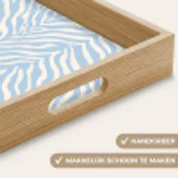 Zebra - Motief - Blauw - Wit Dienblad Rechthoek middel 911 -USP_HandgreepNL