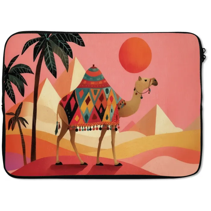 Kameel - Pyramides - Rode zon laptophoes neopreen klein -zkaufland3dotto