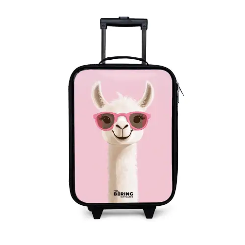 Lama - Wit - Zonnebril - Wimpers Kinderkoffer - Zwart klein -3d
