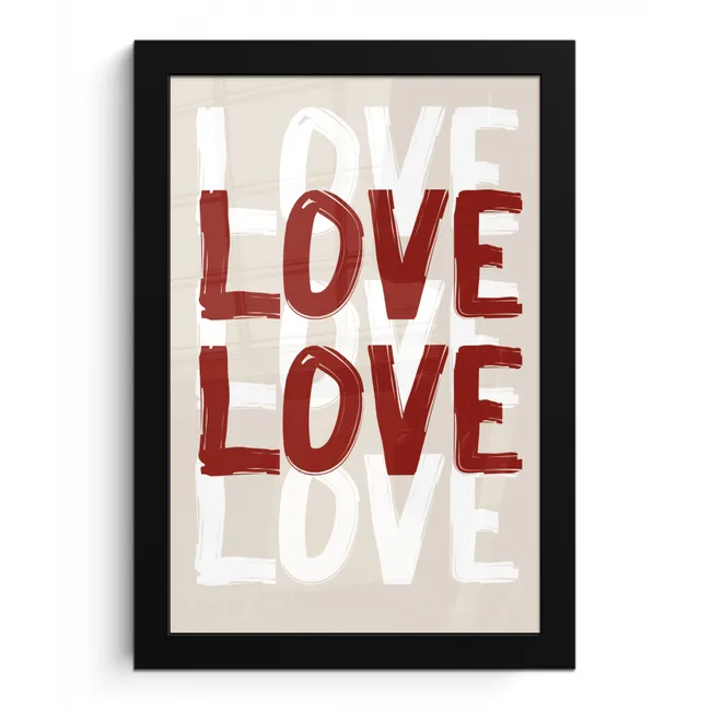Love - Rood - Tekst fotolijst zwart zonder passe partout klein -3d