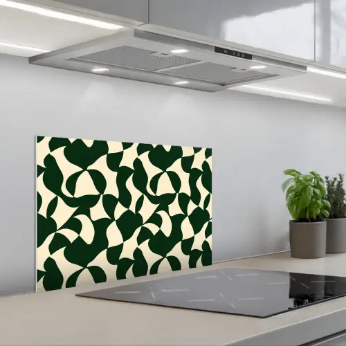 Groen - Organische vlakken - Crème keuken achterwand spatscherm klein 900 -3d_schuin