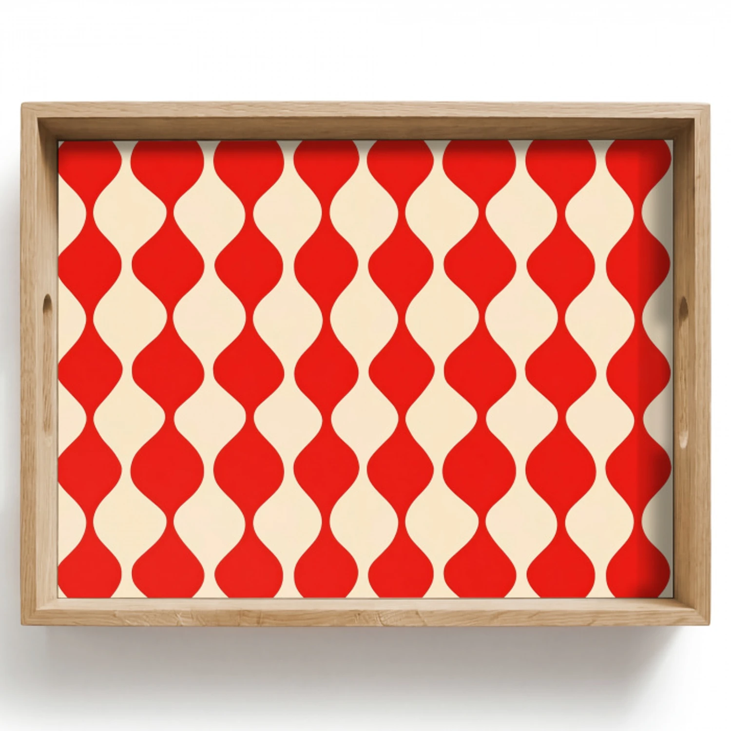 Golvend patroon - Retro - Rood - Beige Dienblad Rechthoek middel 911 -z3d_shopping