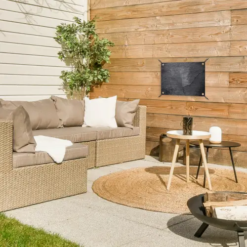 Beton - Zwart - Scheur tuinposter los doek klein -sfeer4