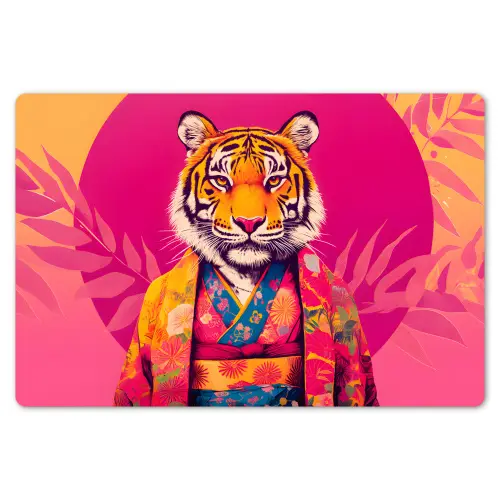 Tijger - Kimono - Planten - Roze Placemat vinyl groot -zzsfeer1_Kitchenyeah-website