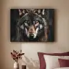 Dieren - Wolf - Portret - Zwart - Bruin Textielframe zwart klein -sfeer1