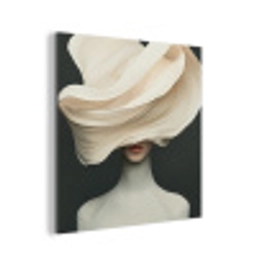 Vrouw - Beige - hoed aluminium wit klein -3d