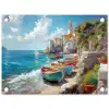 Boten - Rotsen - Zee - Zon tuinposter los doek klein -3d