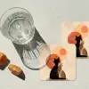Katten - Zwart - Abstract - Cirkels onderzetter kurk middel -sfeer4