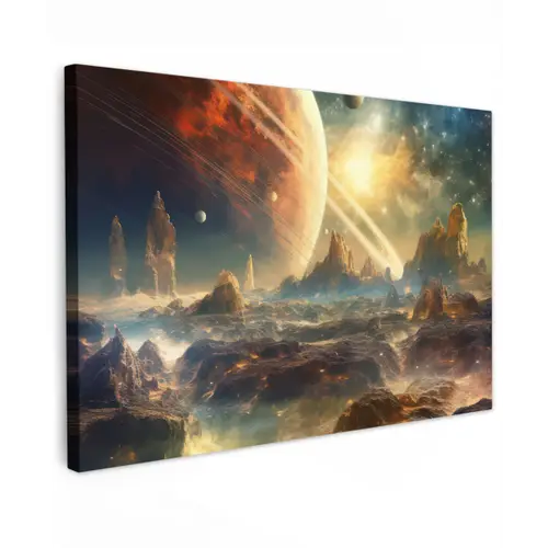 Gebergte - Planeet - Ruimte - Sterren canvas 2cm klein -z3d