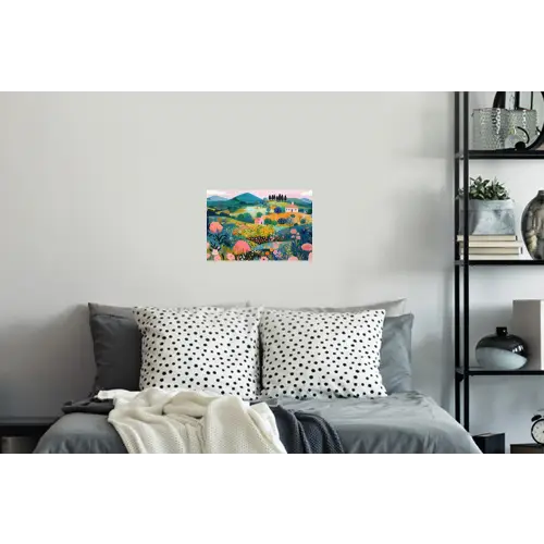 Heuvellandschap - Fantasierijk - Kleurcontrasten Muursticker klein -slaapkamer