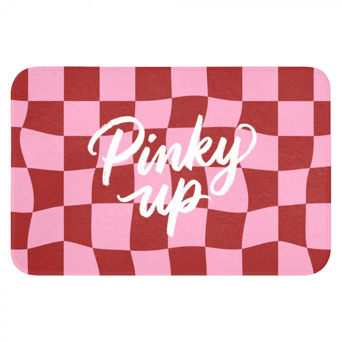 Pinky up - Geblokt - Bordeauxrood Badmat klein -3d