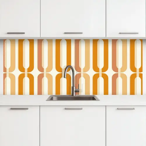 U-vorm - Retro - Oranje keuken achterwand 2 middel 871 -3d