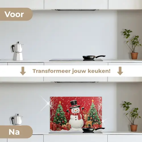 Feestvreugde - Winterbos - Kleurrijk keuken achterwand spatscherm klein -voor_na_NL