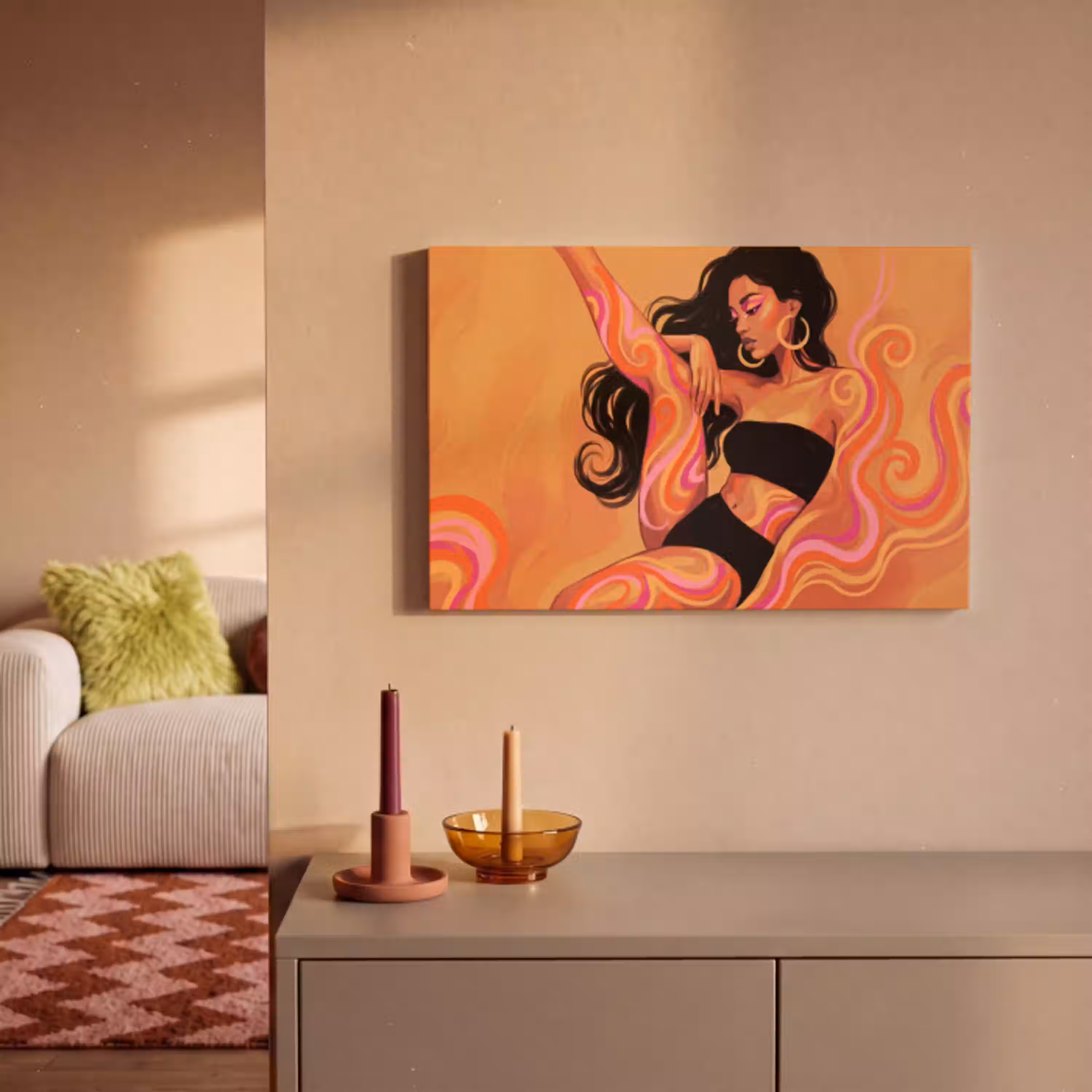 Vrouw - Portret - Abstract - Modern - Kleurrijk canvas 2cm klein -sfeer1