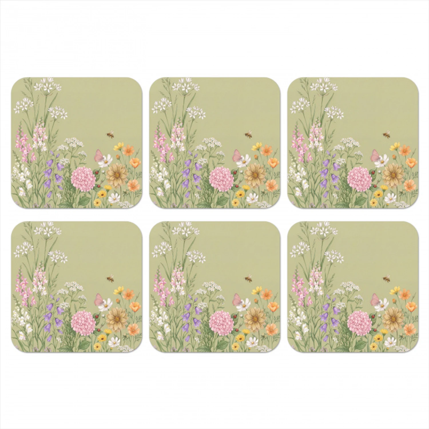 Botanisch - Bloemen - Kleurrijk onderzetter kurk middel -3d