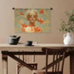 Goudvissen - Oranje - Vrouw - Blond Wandkleed katoen klein -sfeer6