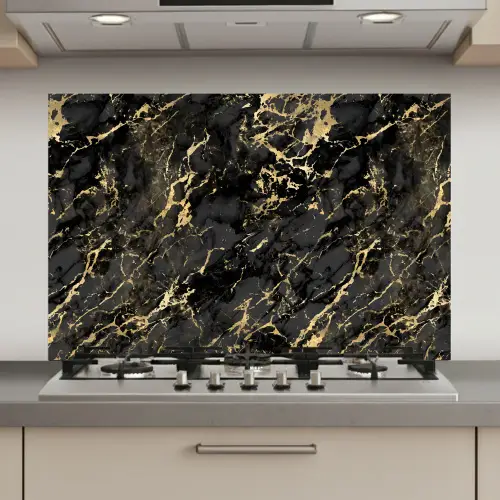 Marmer - Zwart - Goudstructuur keuken achterwand spatscherm klein 900 -3d_website