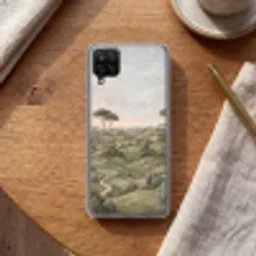 Landschap - Heuvels - Zandpad - Groen Telefoonhoesje Samsung Galaxy A12 klein -sfeer1