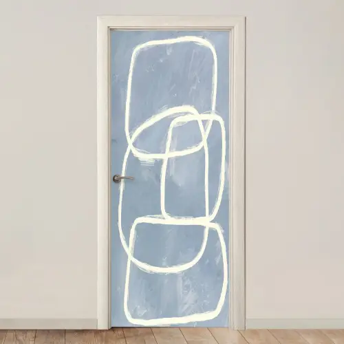 Abstract - Blauw - Kunst deurposter klein -3d_beige