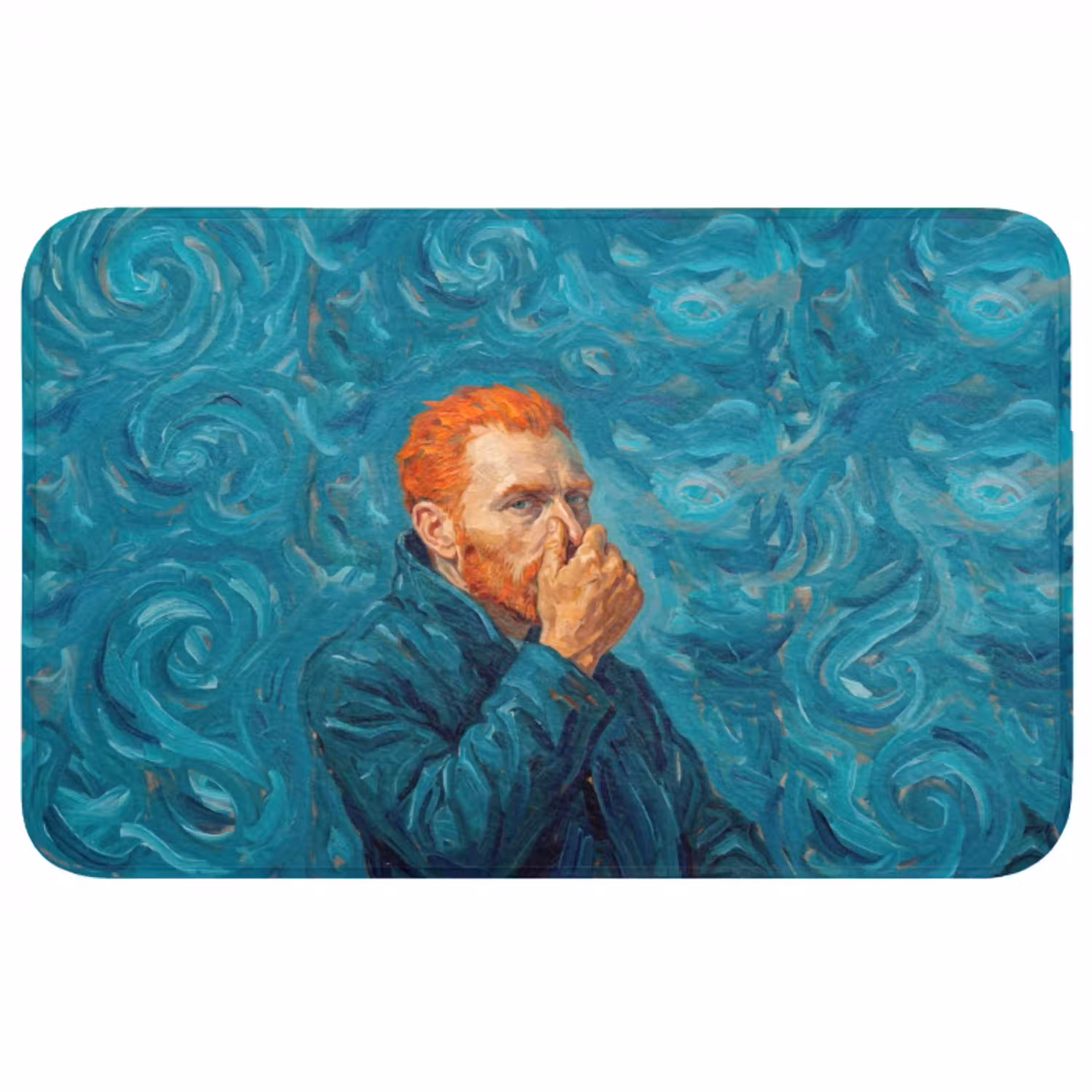 Portret - Klassiek - Blauw Badmat middel -3d