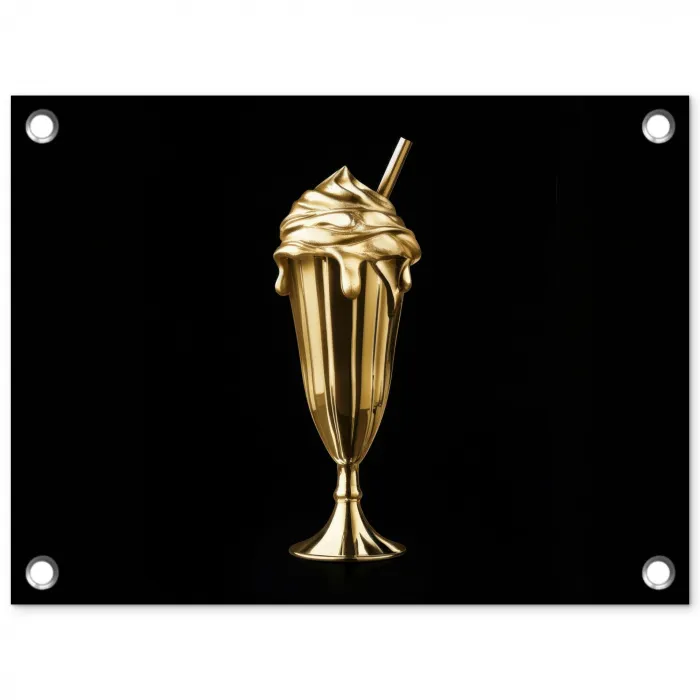 Milkshake - Goud - Drinken - Zwart tuinposter los doek klein -3d